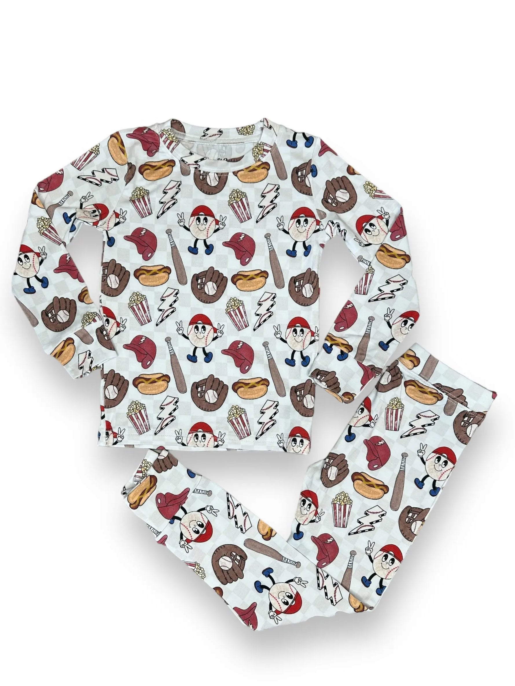 Bamboo Two Piece Pajama Set, Baseball Miller & Co. Everetts Place Boutique