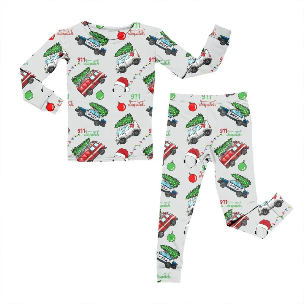 Bamboo Two Piece Pajama Set,  Christmas 911 Dispatcher Miller & Co. Everetts Place Boutique