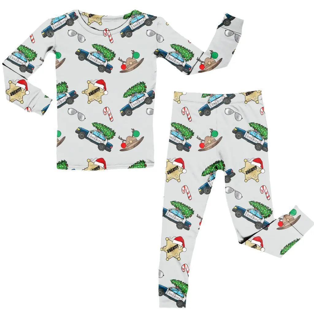 Bamboo Two Piece Pajama Set, Christmas Sheriff Miller & Co. Everetts Place Boutique