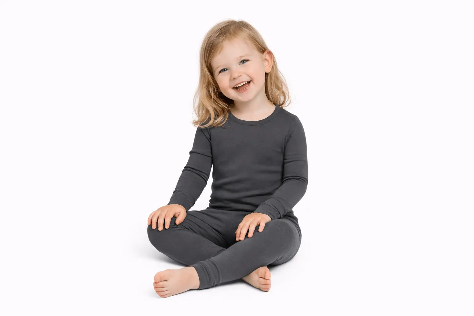Bamboo Two Piece Pajama Set, Dark Gray - Sleeve, Long-sleeved T-shirt, Child, Active Pants, Nightwear | Everetts Place