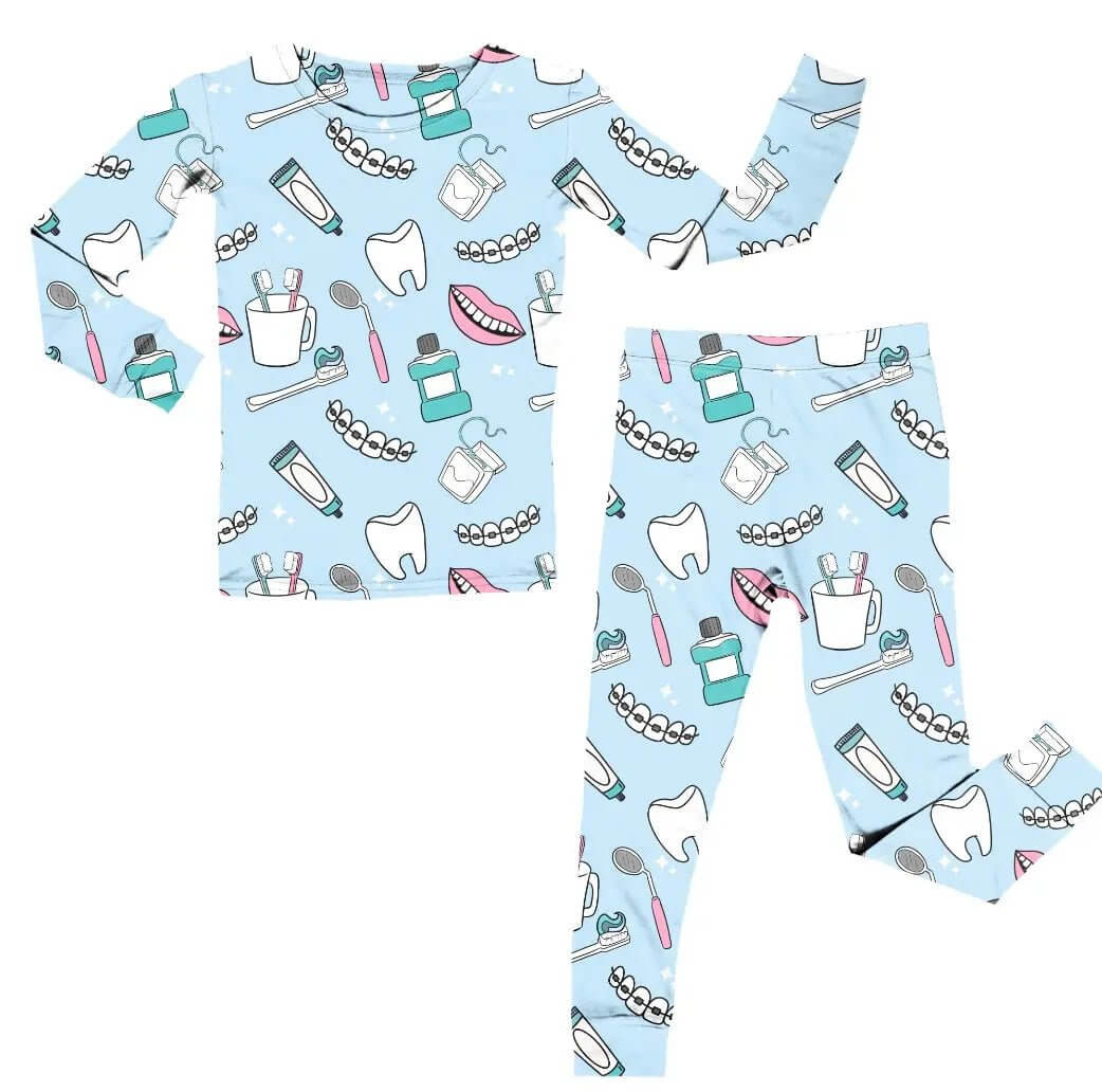 Bamboo Two Piece Pajama Set, Dentist - White, Nightwear, Pants, Top | Everetts Place