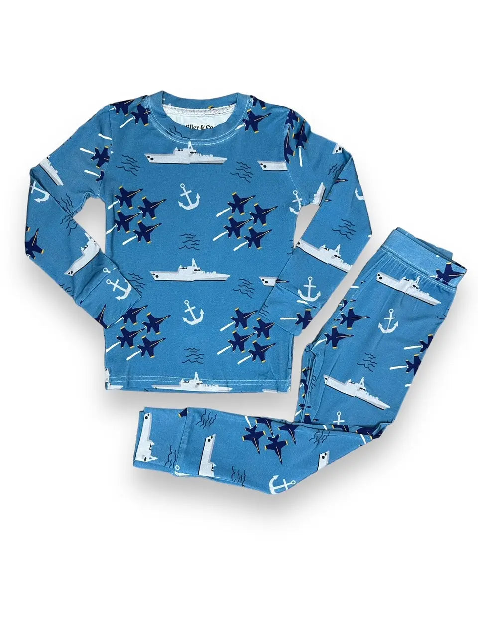 Bamboo Two Piece Pajama Set, Navy Miller & Co. Everetts Place Boutique