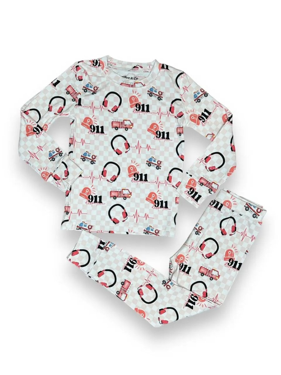 Bamboo Two Piece Pajama Set, Pink Dispatcher - Sleeve, White, Nightwear, Pajamas, Long-sleeved T-shirt | Everetts Place