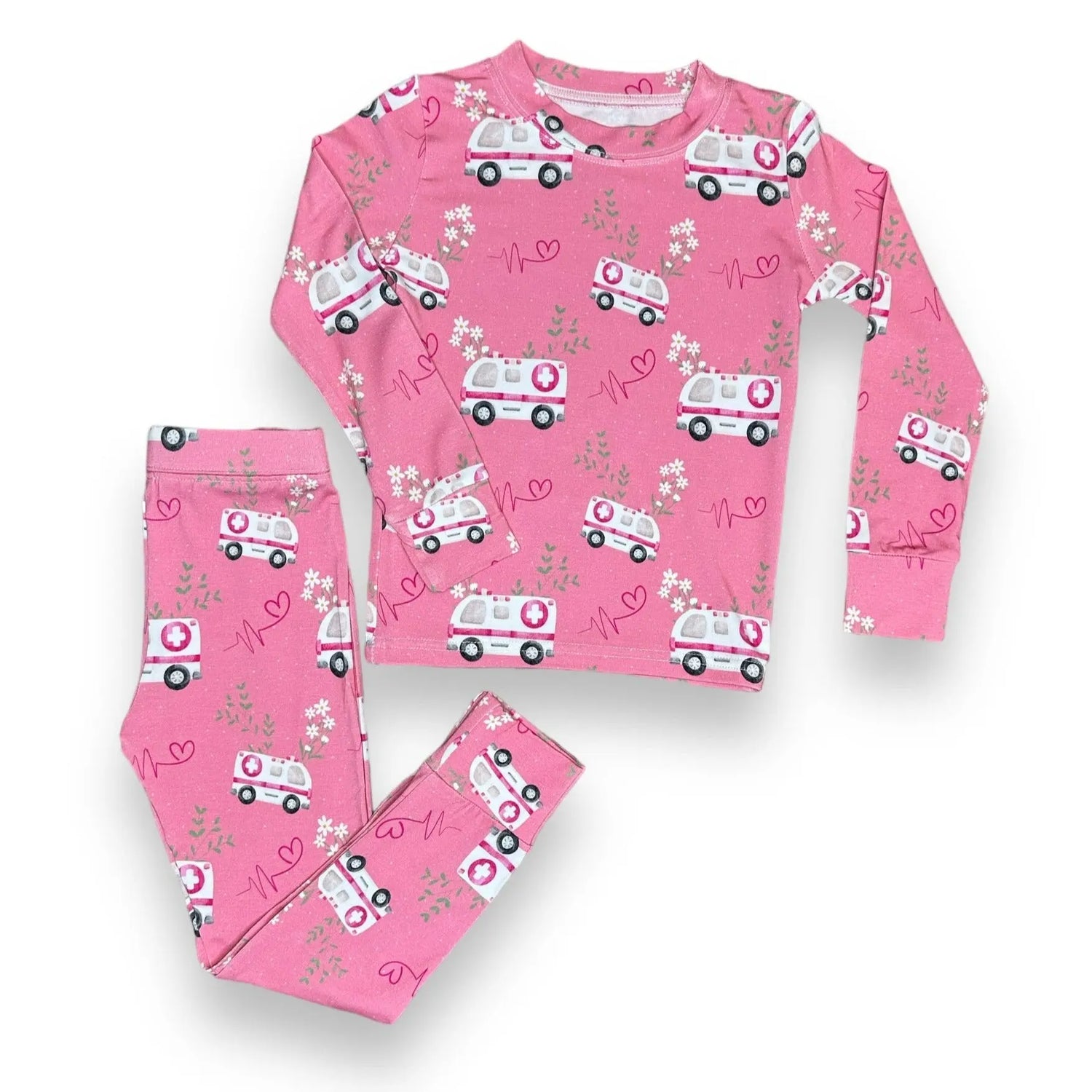 Bamboo Two Piece Pajama Set, Pink EMS Miller & Co. Everetts Place Boutique