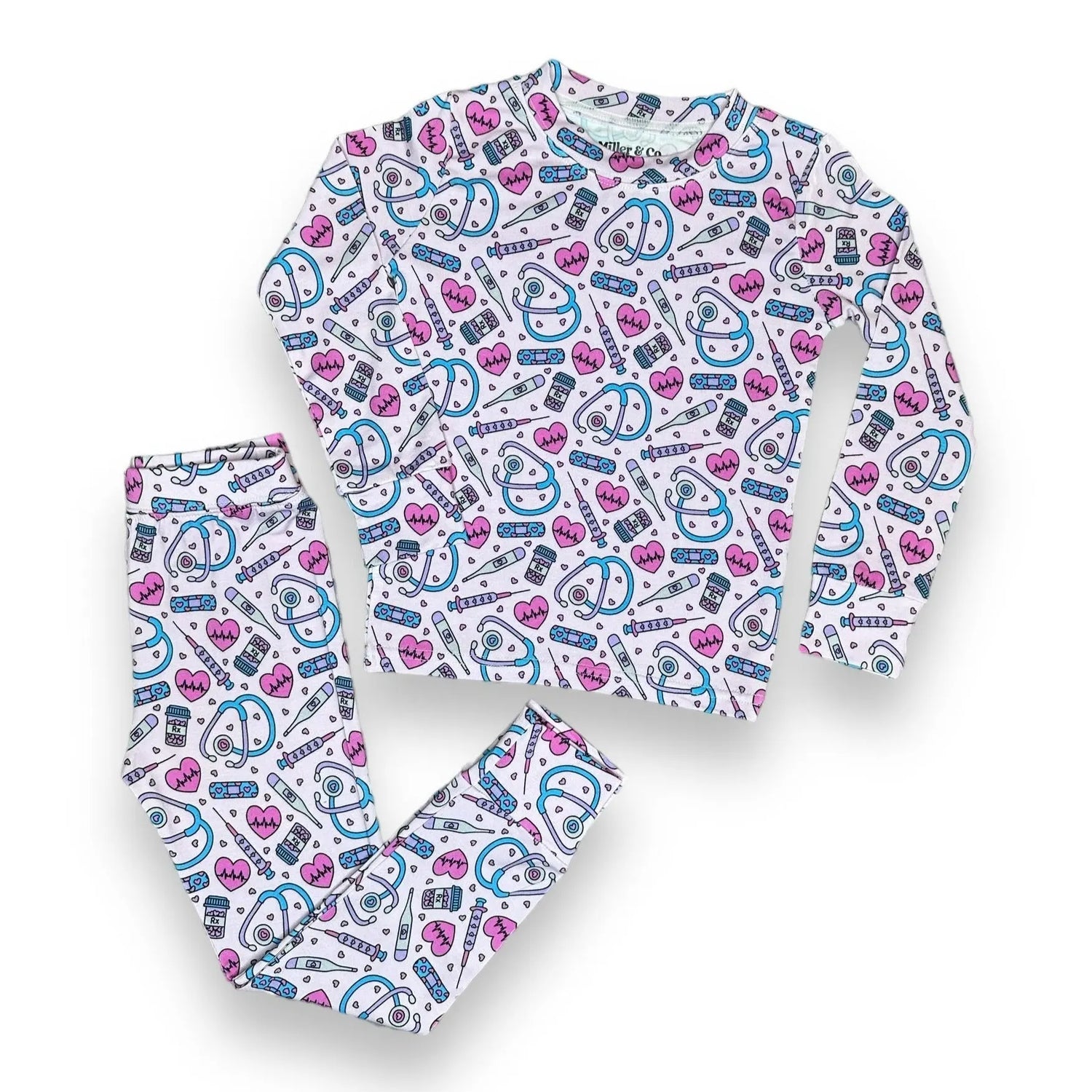 Bamboo Two Piece Pajama Set, Pink Healthcare Miller & Co. Everetts Place Boutique