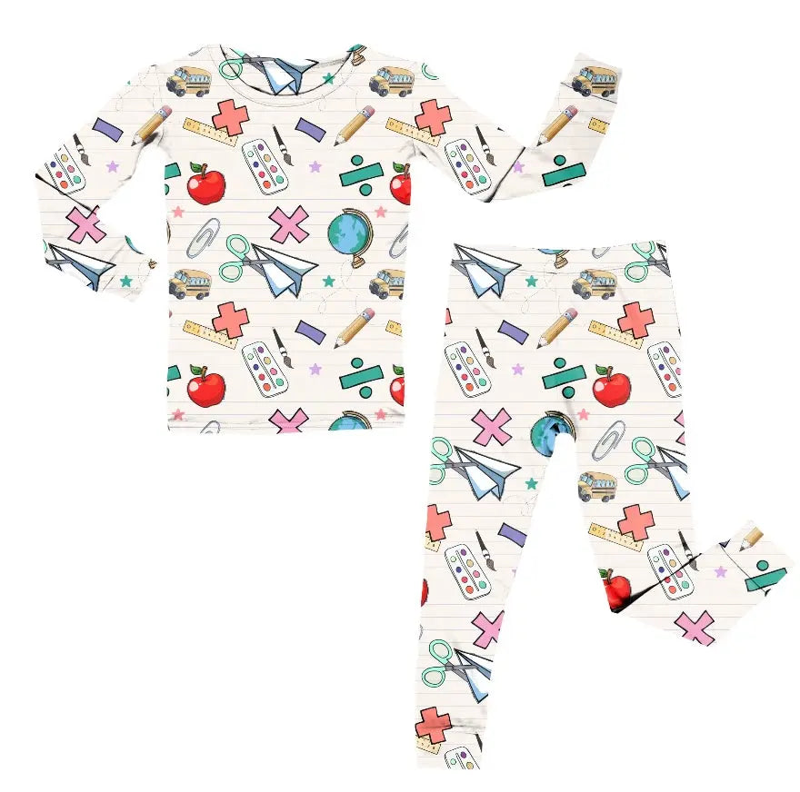 Bamboo Two Piece Pajama Set, School Teacher Miller & Co. Everetts Place Boutique