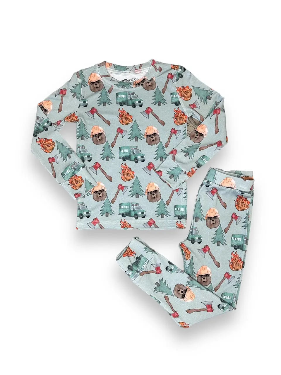 Bamboo Two Piece Pajama Set, Wildland Firefighter Miller & Co. Everetts Place Boutique