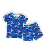 Bamboo Two Piece Short Sleeve & Shorts Pajama Set, Air Force Miller & Co. Everetts Place Boutique
