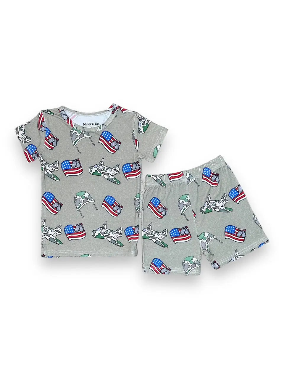 Bamboo Two Piece Short Sleeve & Shorts Pajama Set, Army Miller & Co. Everetts Place Boutique