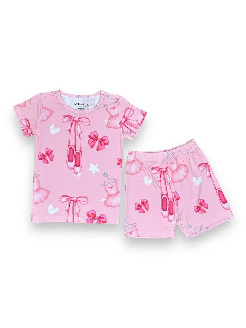 Bamboo Two Piece Short Sleeve & Shorts Pajama Set, Ballerina Miller & Co. Everetts Place Boutique