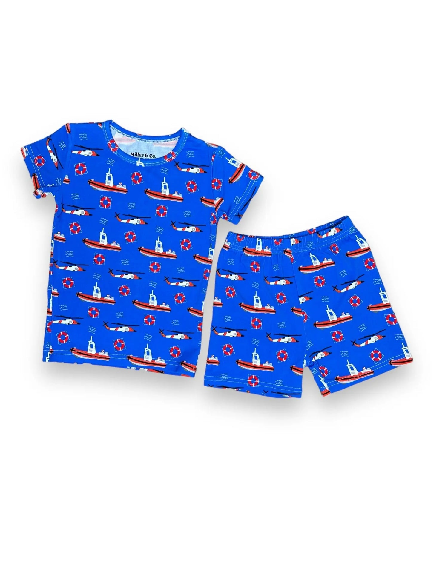 Bamboo Two Piece Short Sleeve & Shorts Pajama Set,  Coast Guard Miller & Co. Everetts Place Boutique