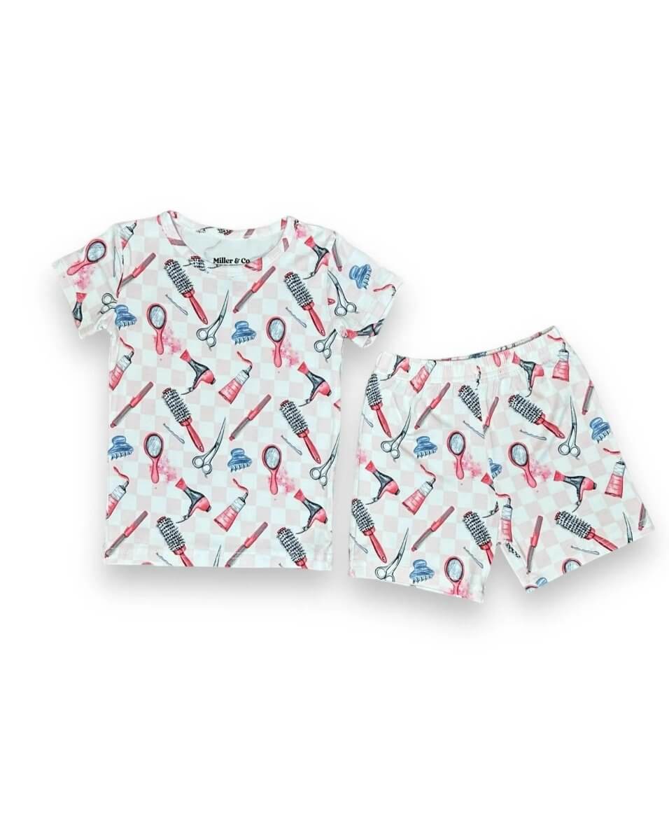 Bamboo Two Piece Short Sleeve & Shorts Pajama Set,  Hair Stylist - White, Baby & Toddler Clothing, Child, Top, Shorts | Everetts Place
