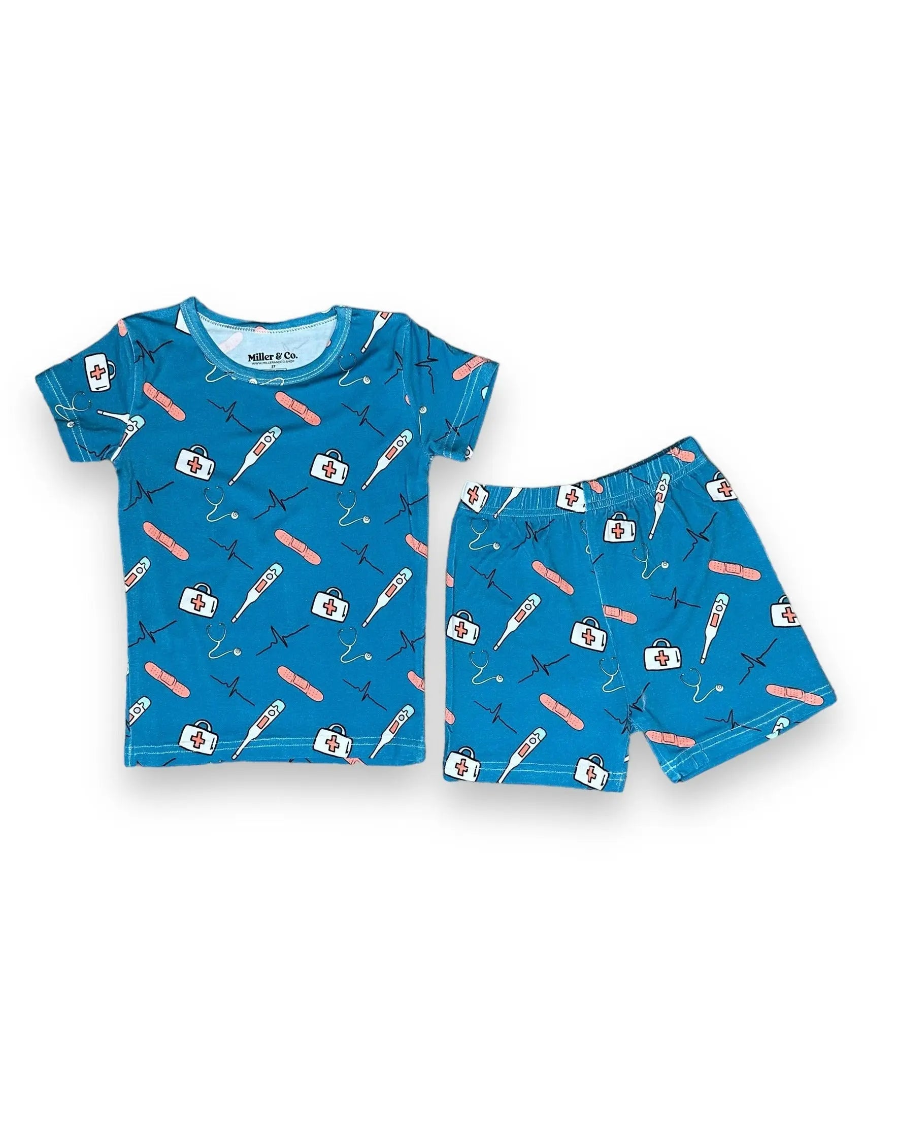 Bamboo Two Piece Short Sleeve & Shorts Pajama Set, Healthcare Miller & Co. Everetts Place Boutique