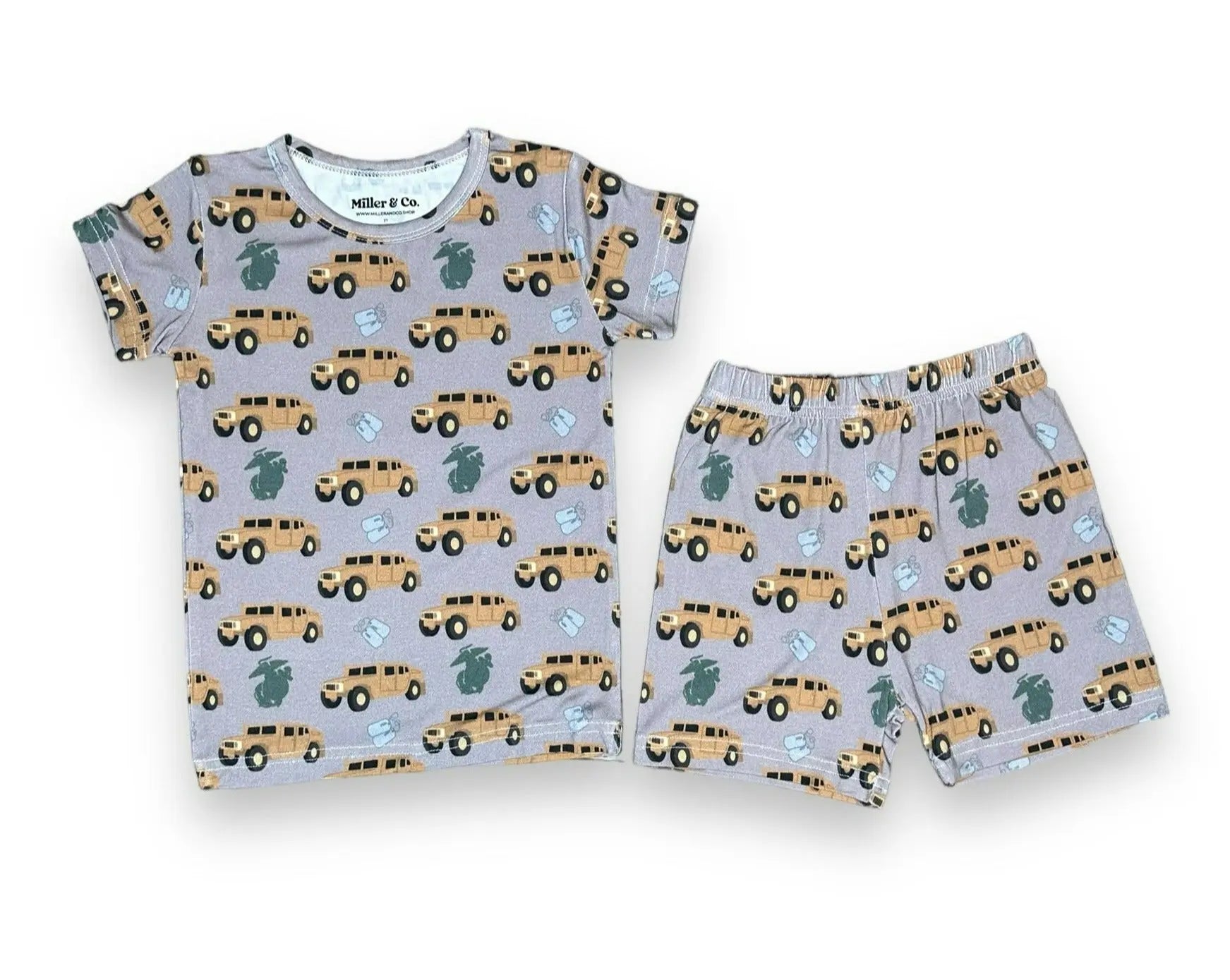 Bamboo Two Piece Short Sleeve & Shorts Pajama Set, Humvee Marines Miller & Co. Everetts Place Boutique