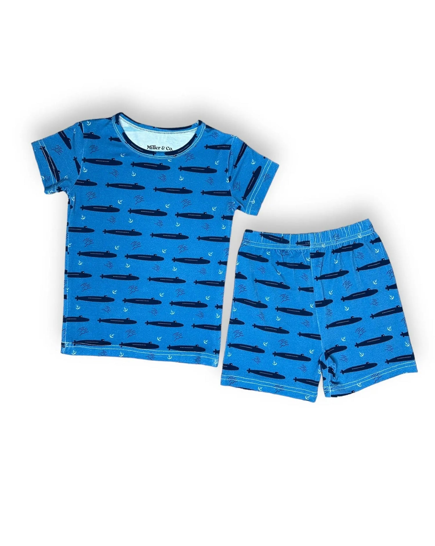 Bamboo Two Piece Short Sleeve & Shorts Pajama Set, Navy Submarine Miller & Co. Everetts Place Boutique