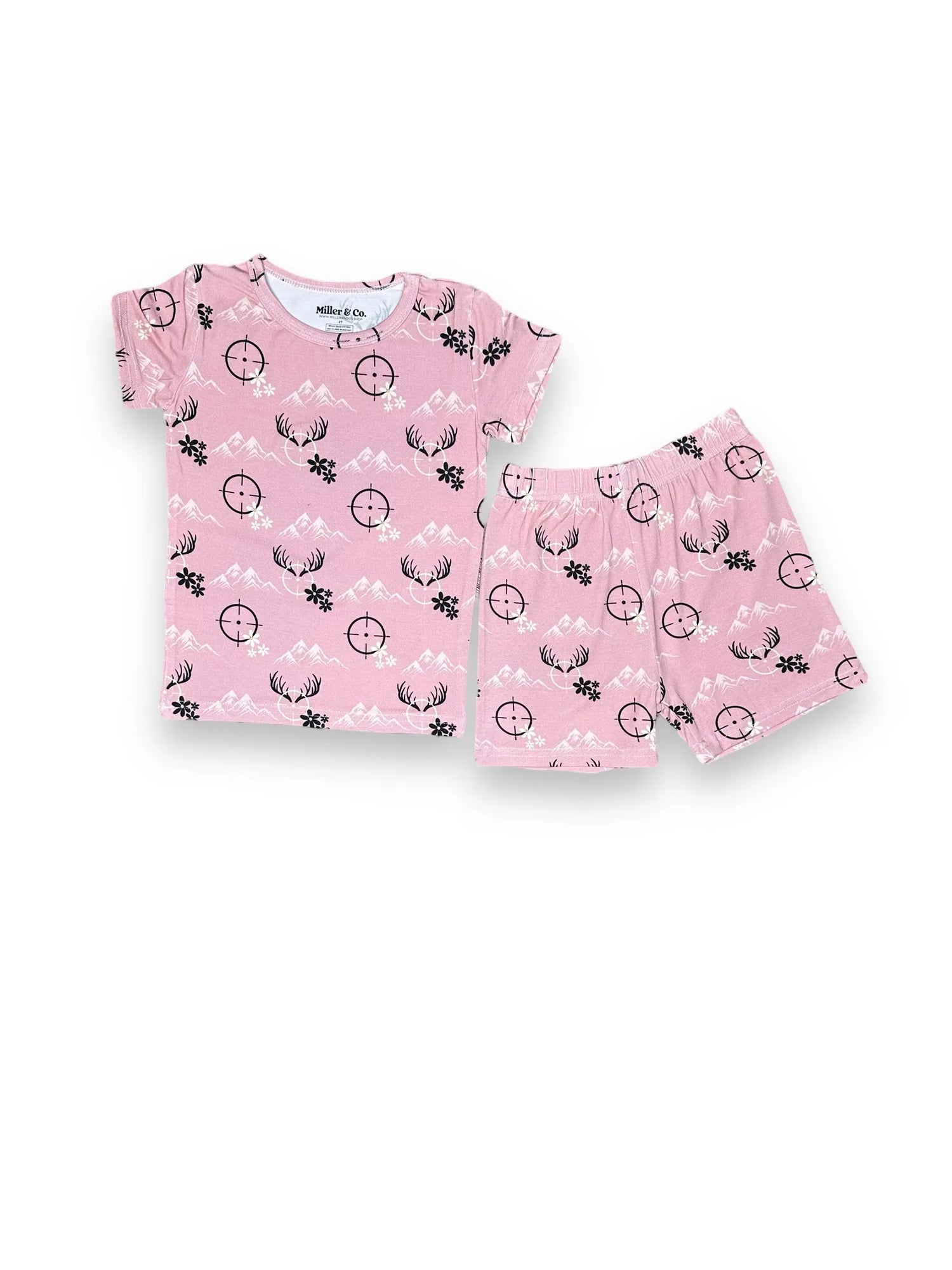 Bamboo Two Piece Short Sleeve & Shorts Pajama Set,  Pink Hunter Miller & Co. Everetts Place Boutique