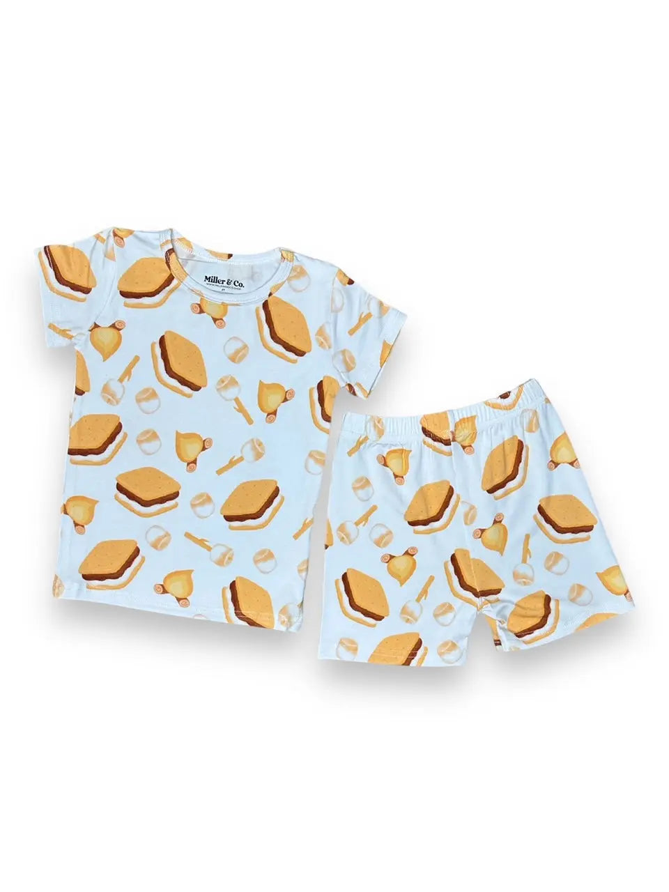 Bamboo Two Piece Short Sleeve & Shorts Pajama Set, S'more Miller & Co. Everetts Place Boutique