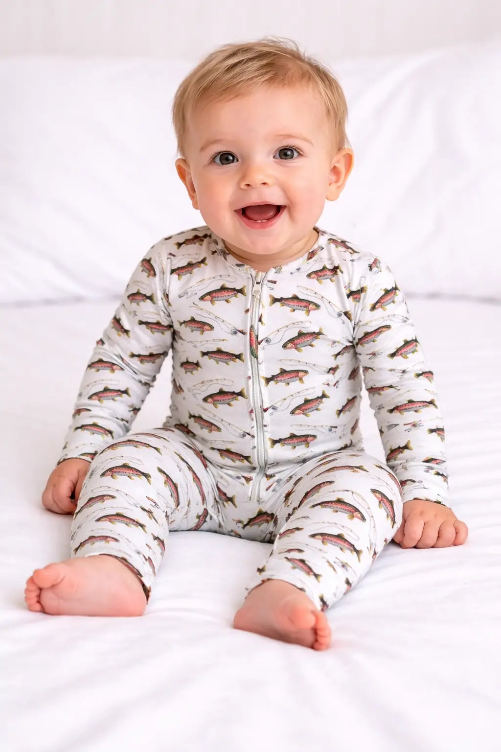 Bamboo Zipper Footie Gone Fishing Two Way Zipper Baby Sleepwear Miller & Co. 