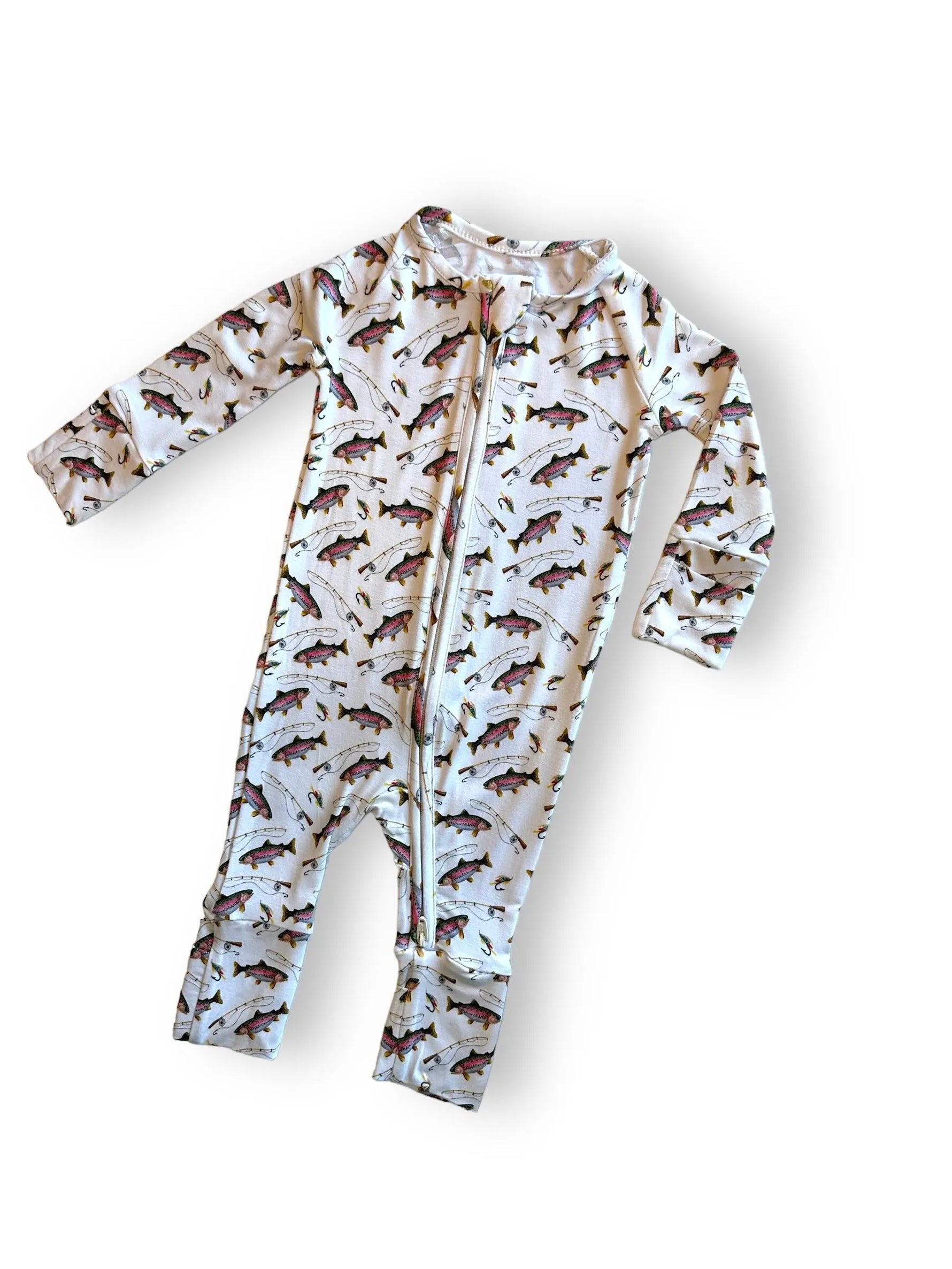 Bamboo Zipper Footie Gone Fishing Two Way Zipper Baby Sleepwear Miller & Co. 