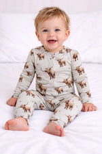 Bamboo Zipper Footie Pajamas Two Way Zipper West Highland Cow Miller and Co Miller & Co. 
