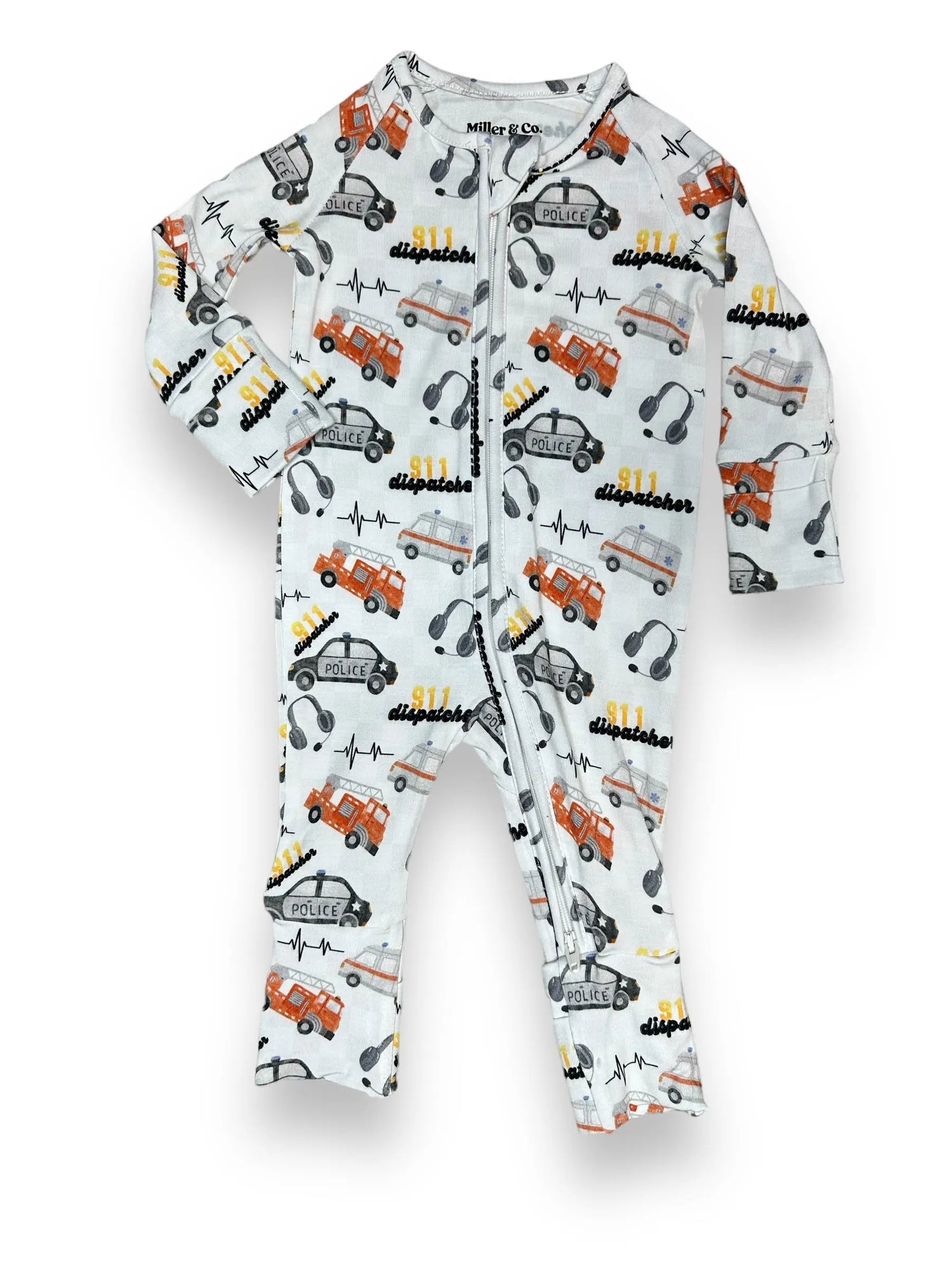 Bamboo Zipper Footie, 911 Dispatch Miller & Co. Everetts Place Boutique