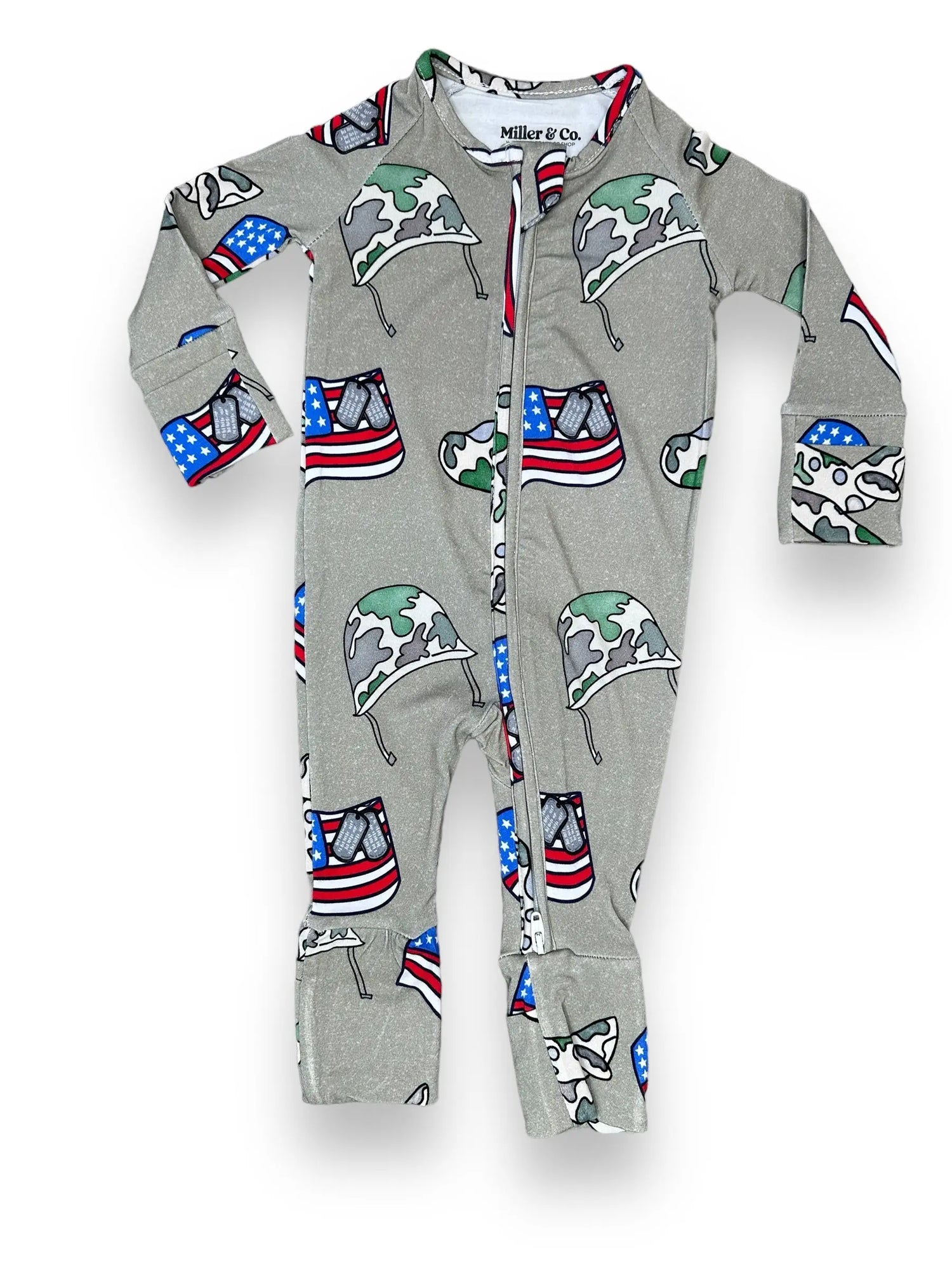 Bamboo Zipper Footie, Army Miller & Co. Everetts Place Boutique