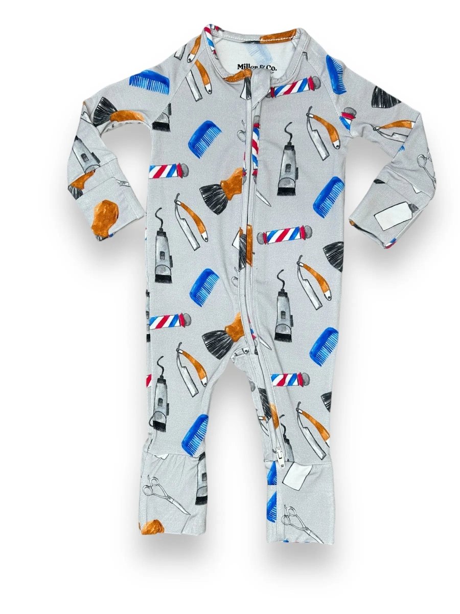 Bamboo Zipper Footie, Barber - Sleeve, Baby & Toddler Clothing, Overall, Child, Nightwear | Everetts Place