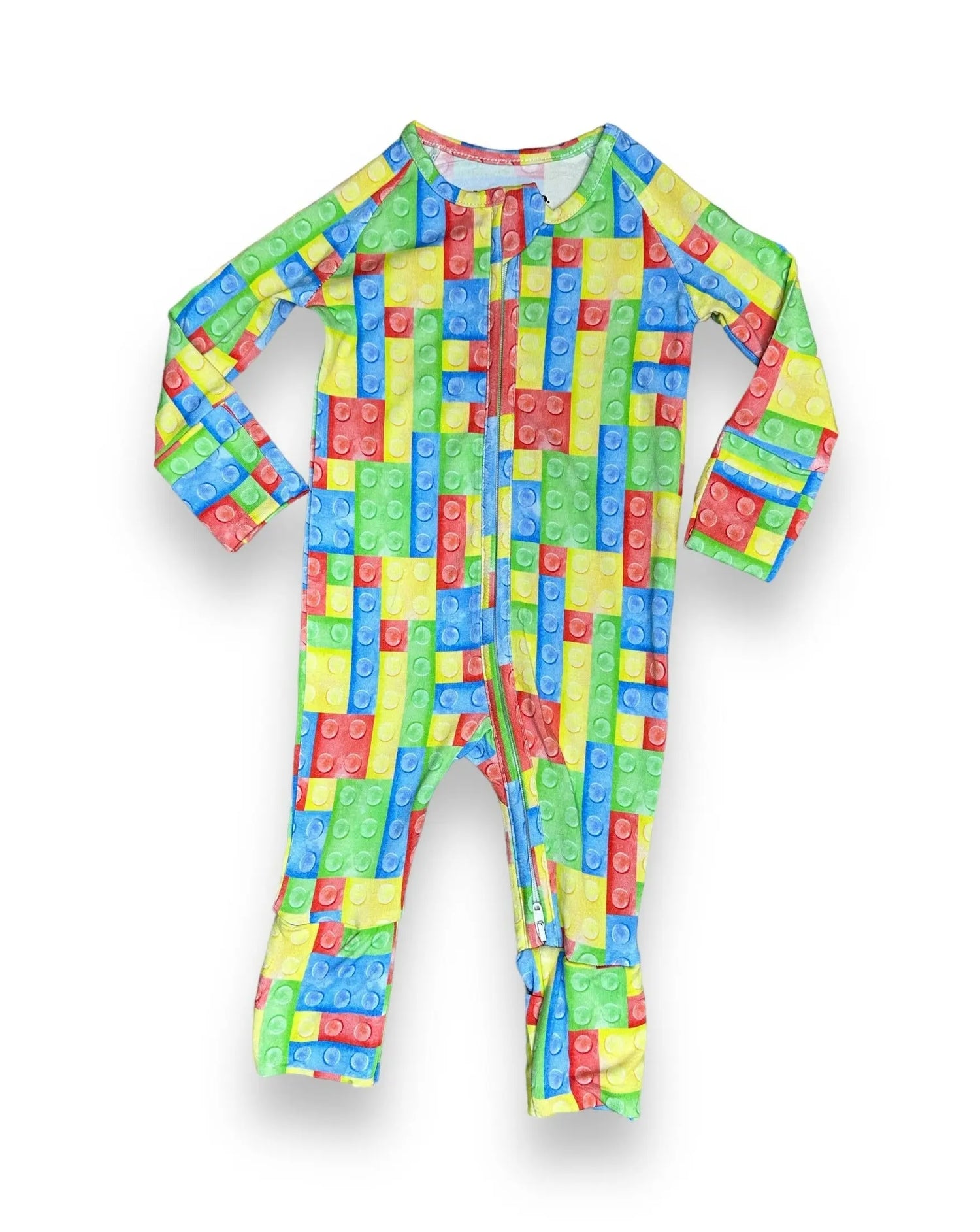 Bamboo Zipper Footie, Building Blocks Miller & Co. Everetts Place Boutique