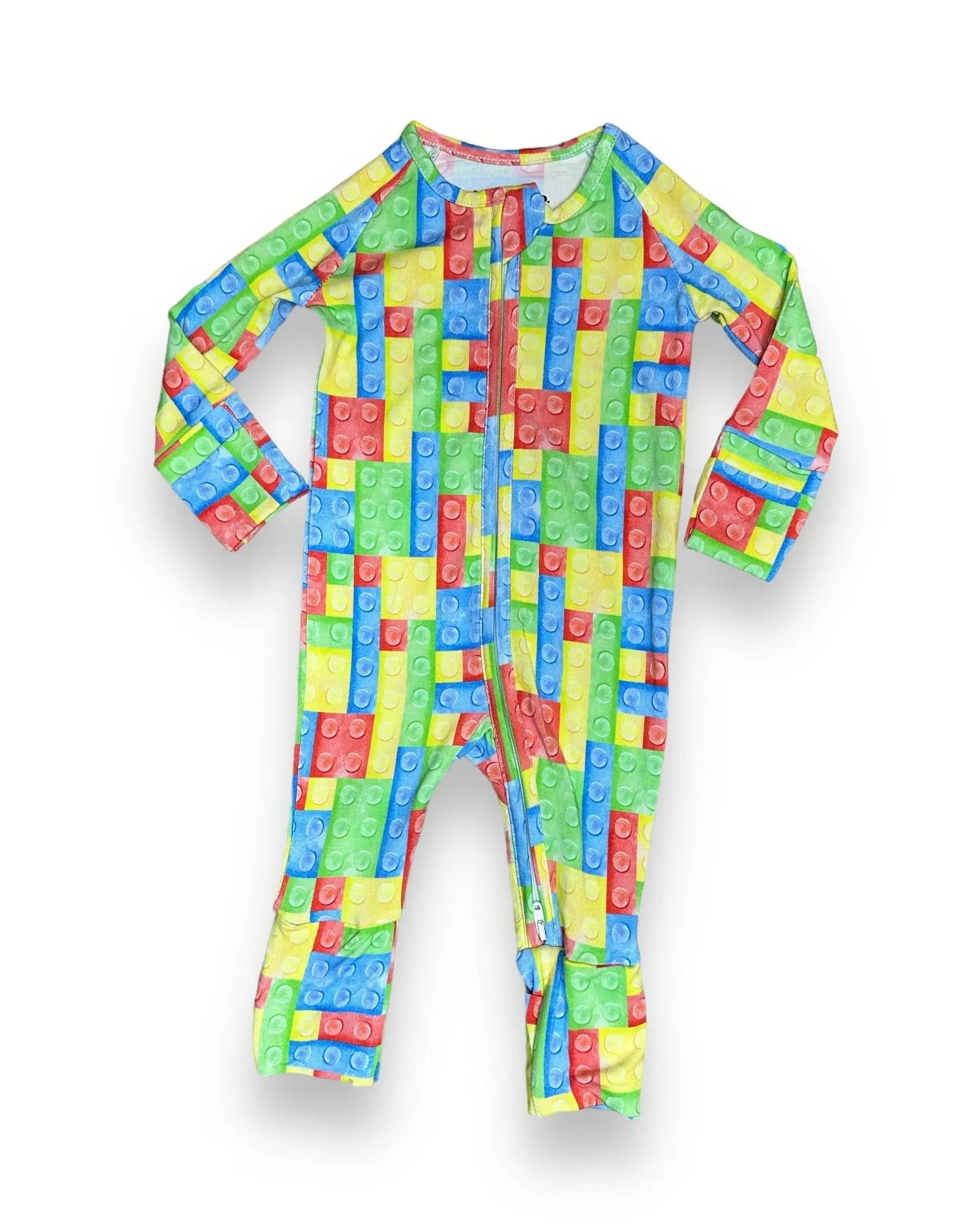 Bamboo Zipper Footie, Building Blocks Miller & Co. Everetts Place Boutique