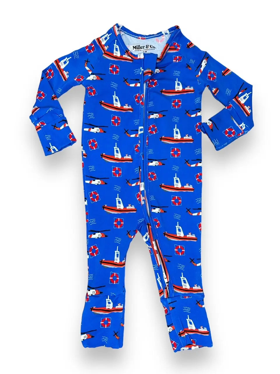 Bamboo Zipper Footie, Coast Guard Miller & Co. Everetts Place Boutique