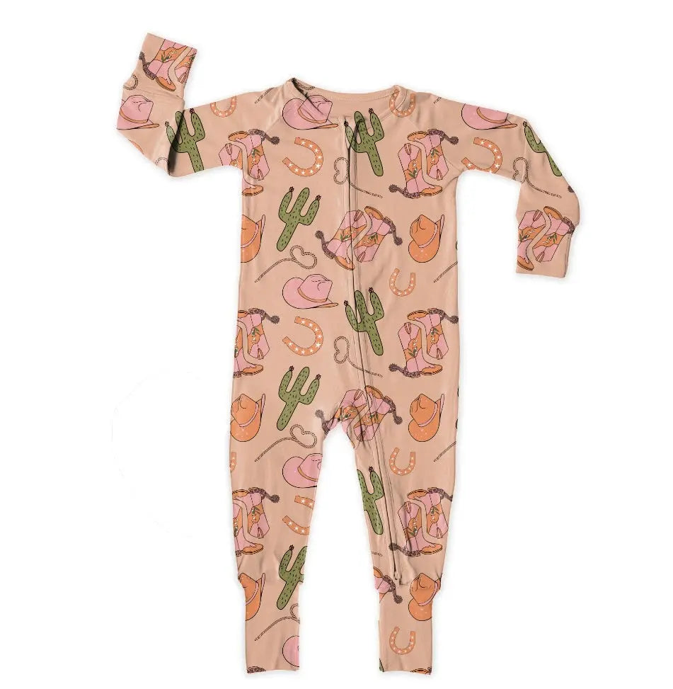 Bamboo Zipper Footie, Cowgirl Cactus Miller & Co. Everetts Place Boutique