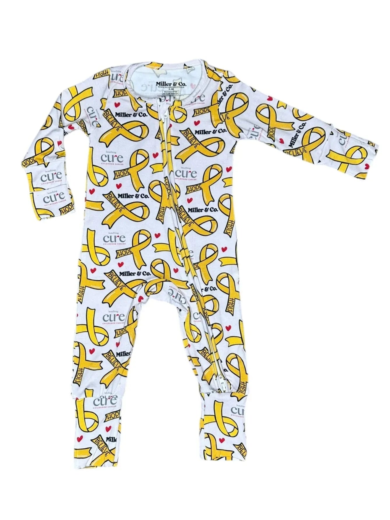 Bamboo Zipper Footie, Cure Childhood Cancer Miller & Co. Everetts Place Boutique
