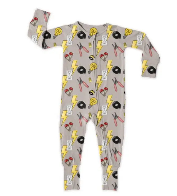 Bamboo Zipper Footie, Electrician Miller & Co. Everetts Place Boutique