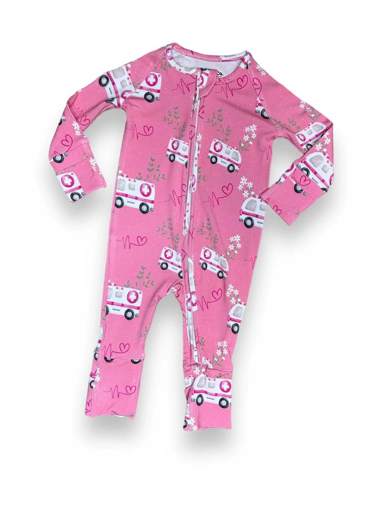 Bamboo Zipper Footie, Pink EMS Miller & Co. Everetts Place Boutique
