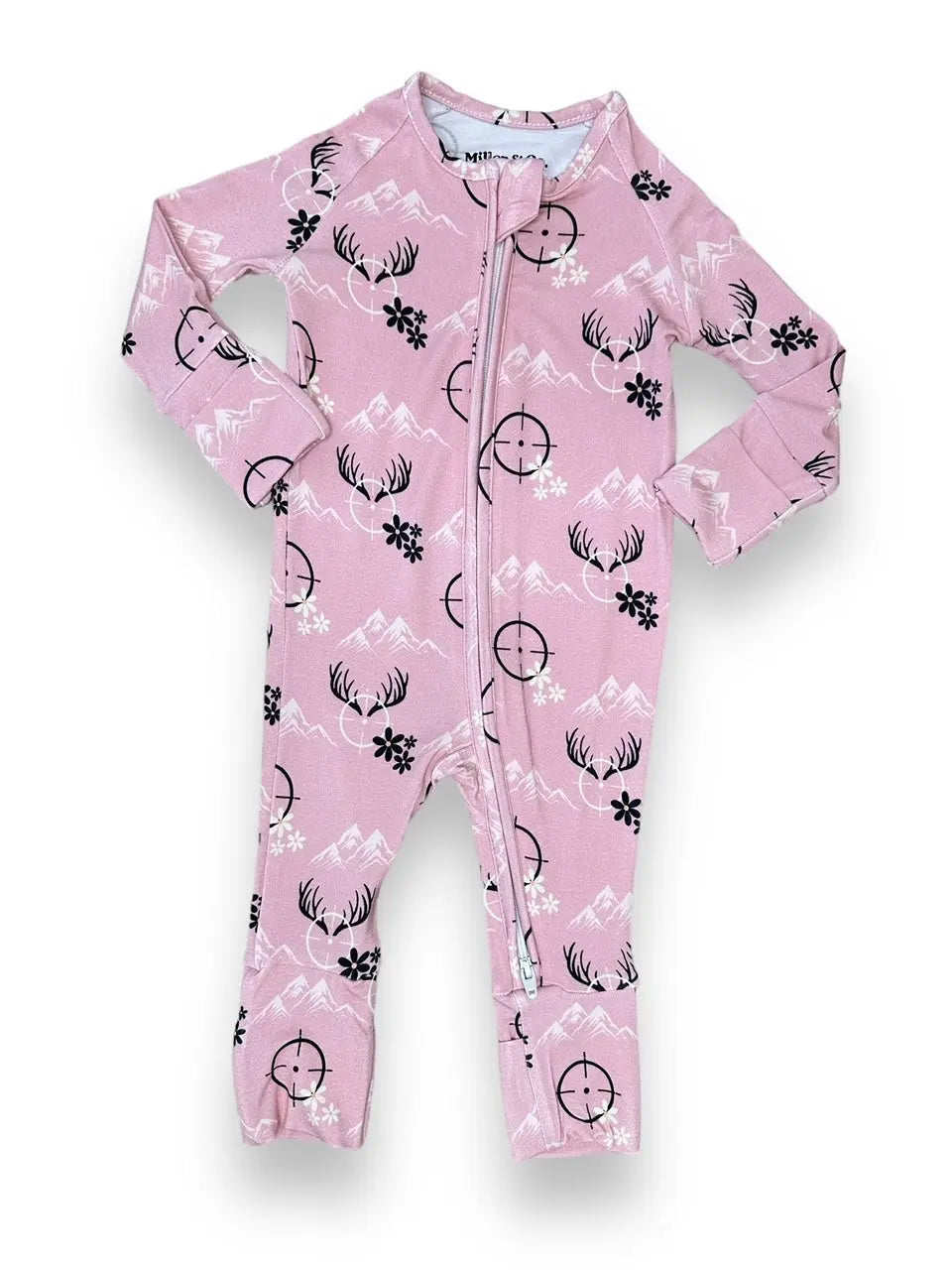 Bamboo Zipper Footie, Pink Hunter Miller & Co. Everetts Place Boutique