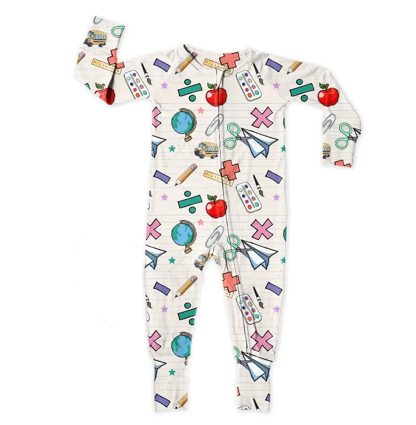 Bamboo Zipper Footie, School Teacher Miller & Co. Everetts Place Boutique