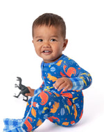 Electric Blue Space Dinosaur Bamboo Zip Onesie by Rayn’s Tiny Stitches