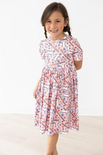 Mila & Rose ® Batter Up Short Sleeve Pocket Twirl Dress For Toddlers - Everetts Place Boutique - 