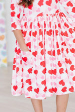 Be Mine Three Quarter Sleeve Pocket Twirl Dress For Girls Mila & Rose ® Everetts Place: Online Boutique