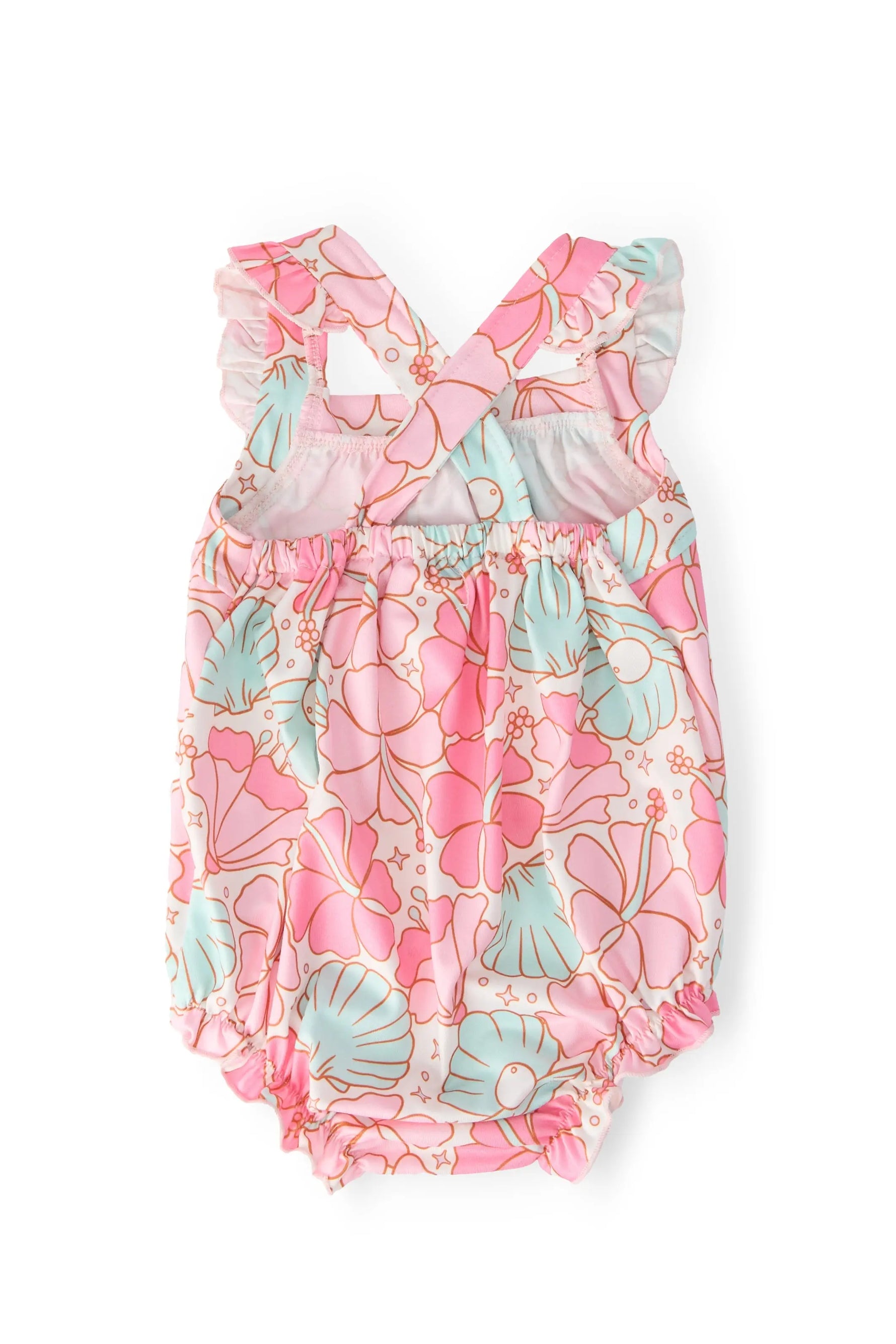 Mila & Rose ® Beach Daze Ruffle Cross Back Romper For Girls Summer - Apparel & Accessories > Clothing > Baby & Toddler Clothing > Baby One-Pieces Ruffle Cross Back Romper