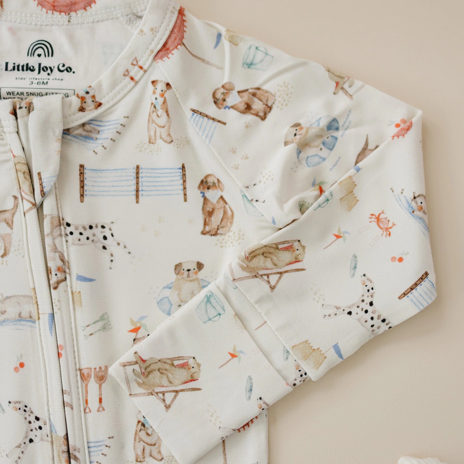 Little Joy Co. Beach Pawty Bamboo Zippy Pajamas Romper For Babies Cozy - Apparel & Accessories > Clothing > Baby & Toddler Clothing > Baby & Toddler Sleepwear