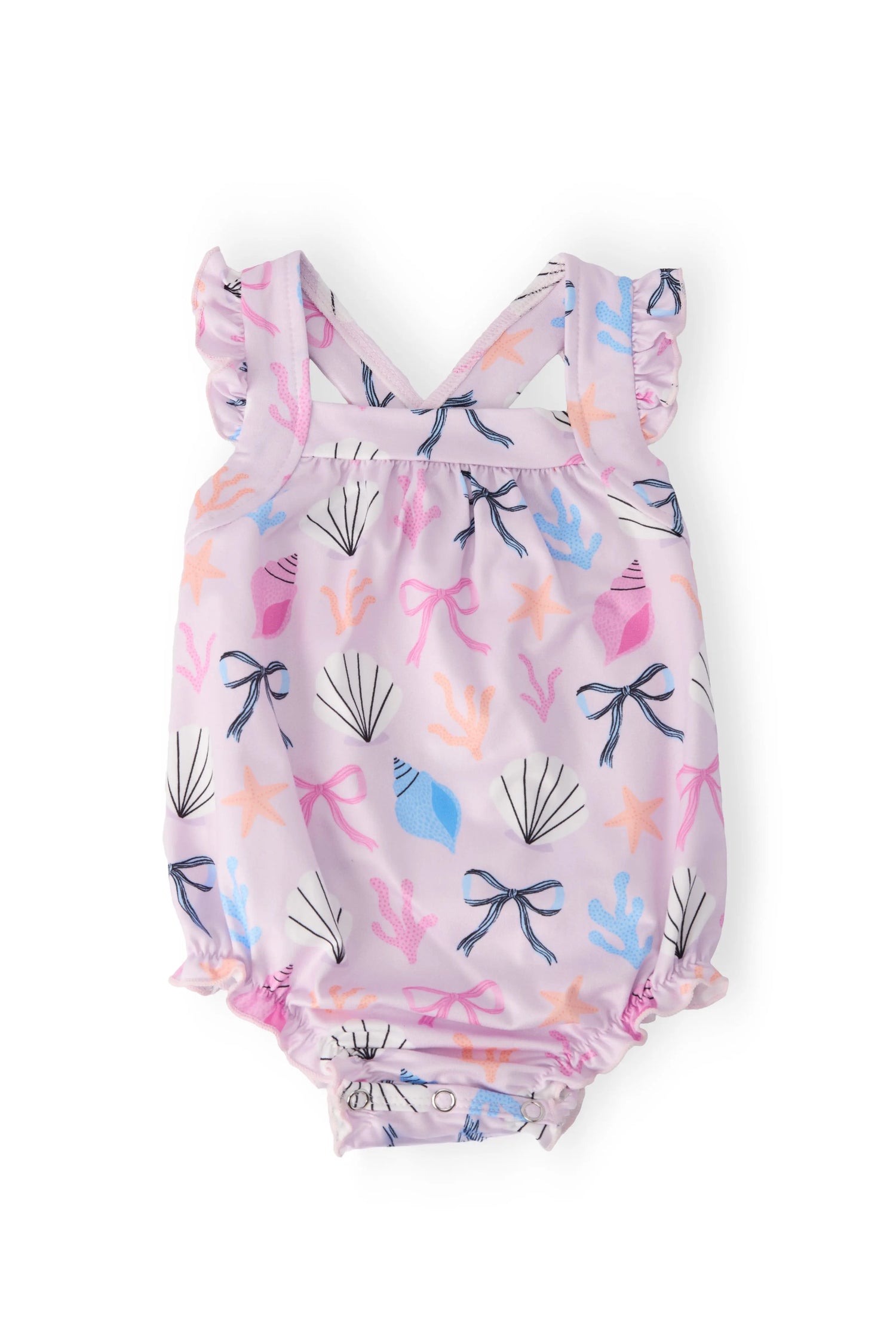 Mila & Rose ® Beachside Bows Ruffle Cross Back Romper - 