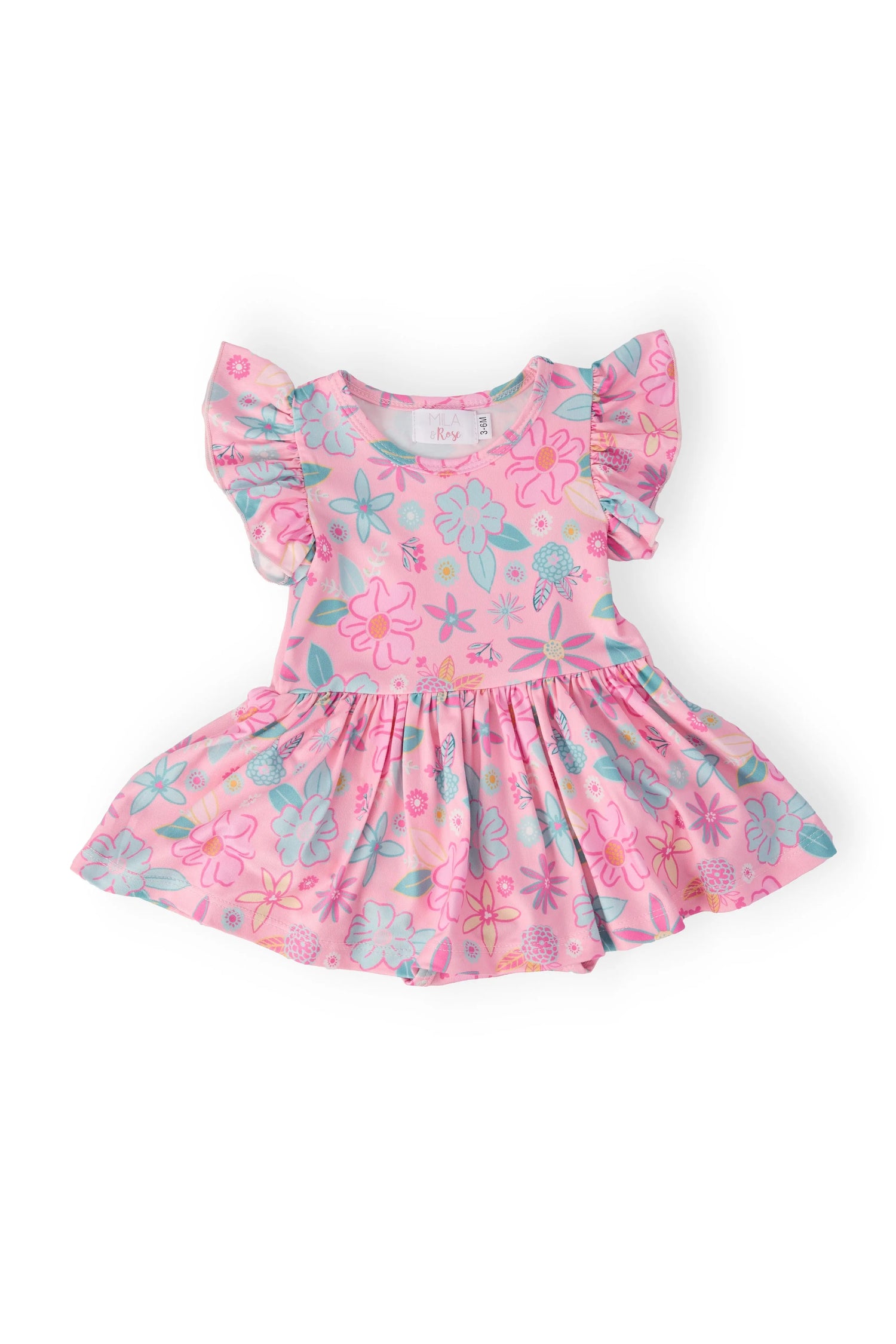 Mila & Rose ® Beachy Blooms S/S Flutter Twirl Bodysuit - 