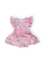 Mila & Rose ® Beachy Blooms S/S Flutter Twirl Bodysuit - 