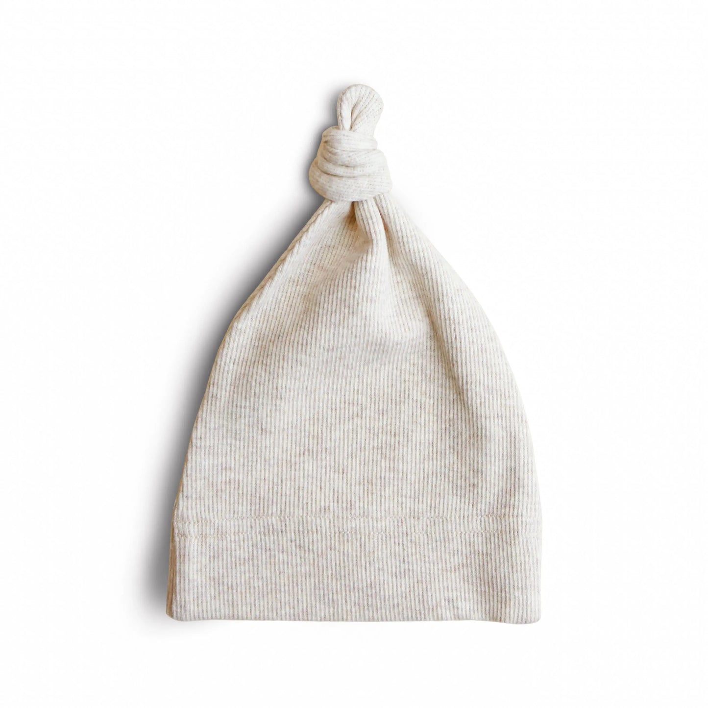 Ribbed Organic Cotton Baby Beanie for Newborns 0-3 Months with Top Knot Design Mushie