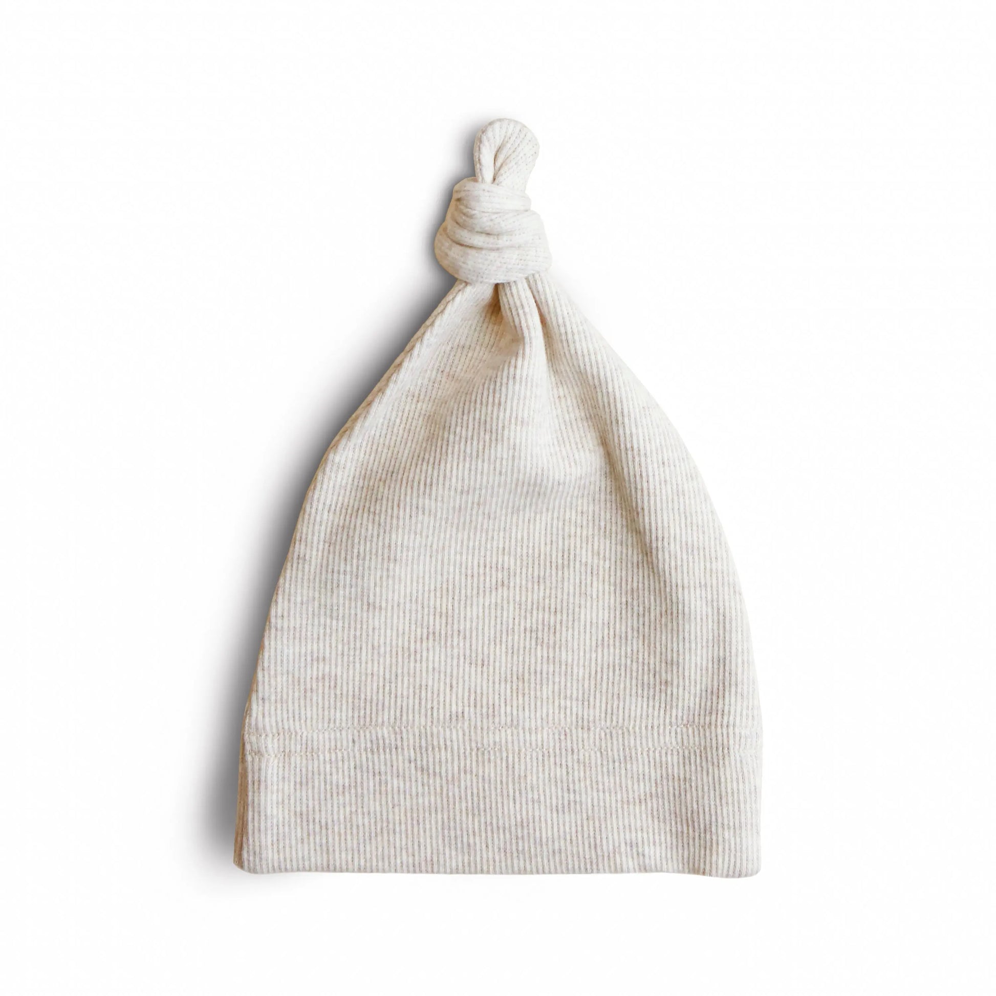 Ribbed Organic Cotton Baby Beanie for Newborns 0-3 Months with Top Knot Design Mushie