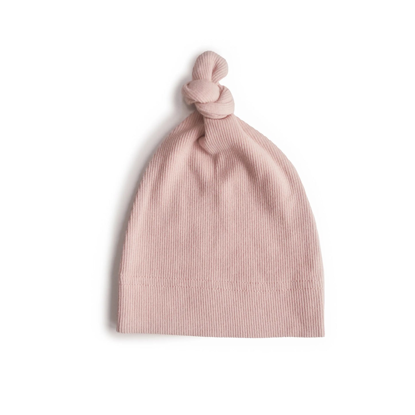 Ribbed Organic Cotton Baby Beanie for Newborns 0-3 Months with Top Knot Design Mushie