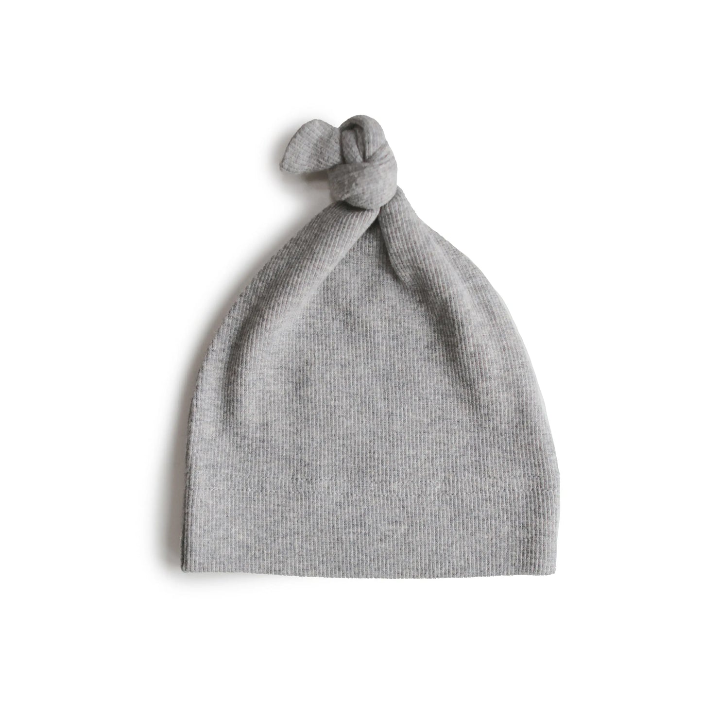 Ribbed Organic Cotton Baby Beanie for Newborns 0-3 Months with Top Knot Design Mushie