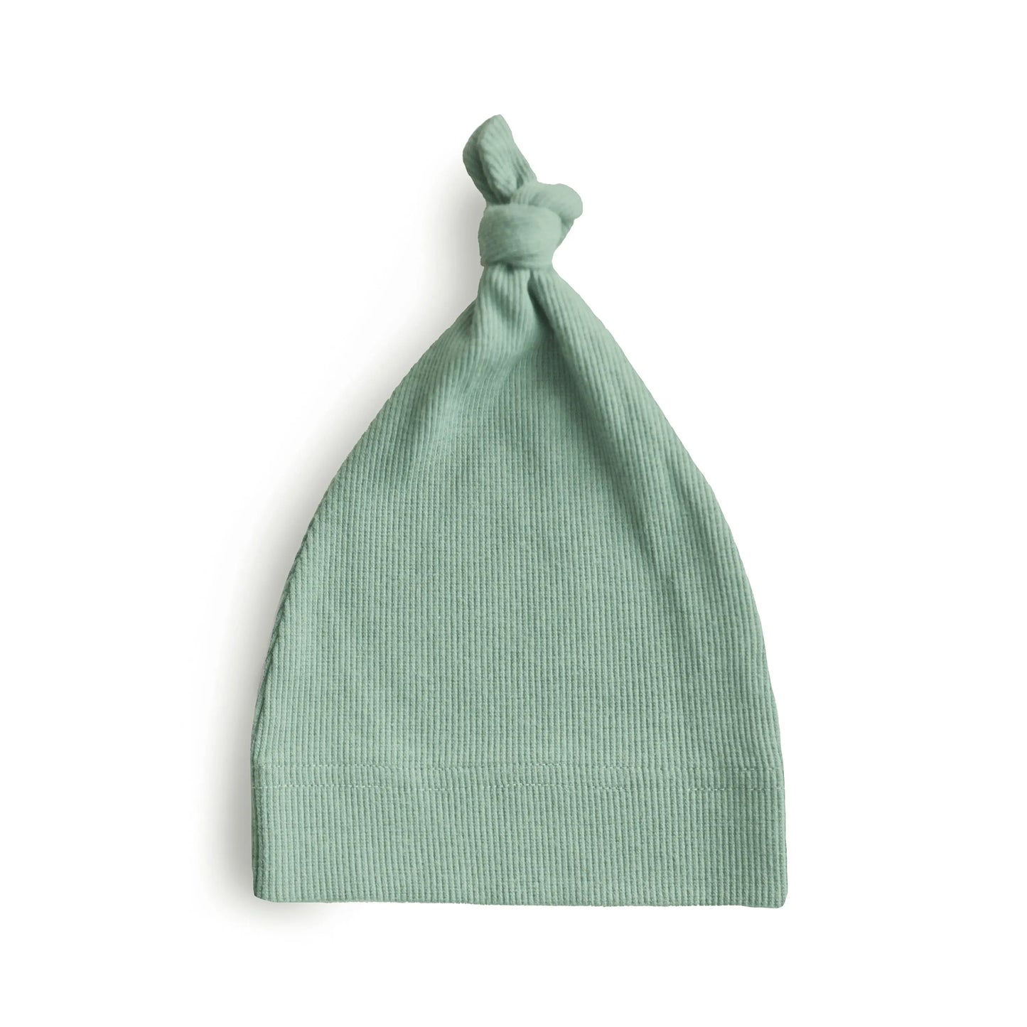 Ribbed Organic Cotton Baby Beanie for Newborns 0-3 Months with Top Knot Design Mushie