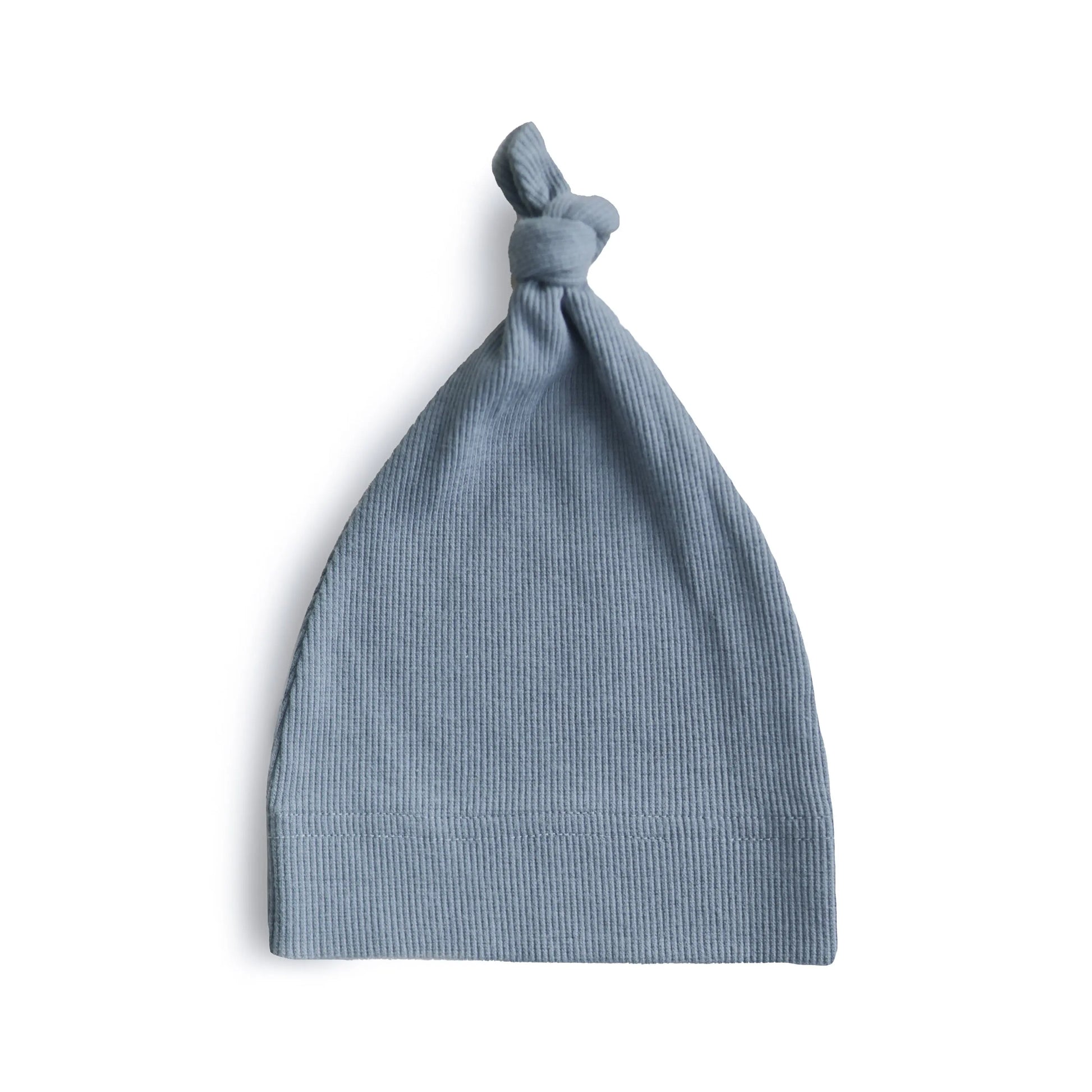 Ribbed Organic Cotton Baby Beanie for Newborns 0-3 Months with Top Knot Design Mushie